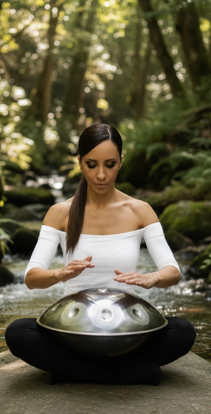 Silvana, founder of Lotus Attune, playing the handpan